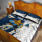 Personalized Gold Coast Titans Quilt Bed Set Dynamic Lightning Mascot Rugby Australia