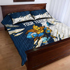 Personalized Gold Coast Titans Quilt Bed Set Dynamic Lightning Mascot Rugby Australia