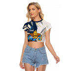 Personalized Gold Coast Titans Raglan Cropped T Shirt Dynamic Lightning Mascot Rugby Australia