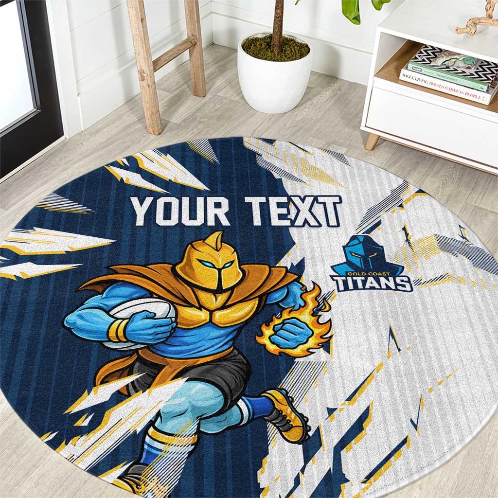 Personalized Gold Coast Titans Round Carpet Dynamic Lightning Mascot Rugby Australia