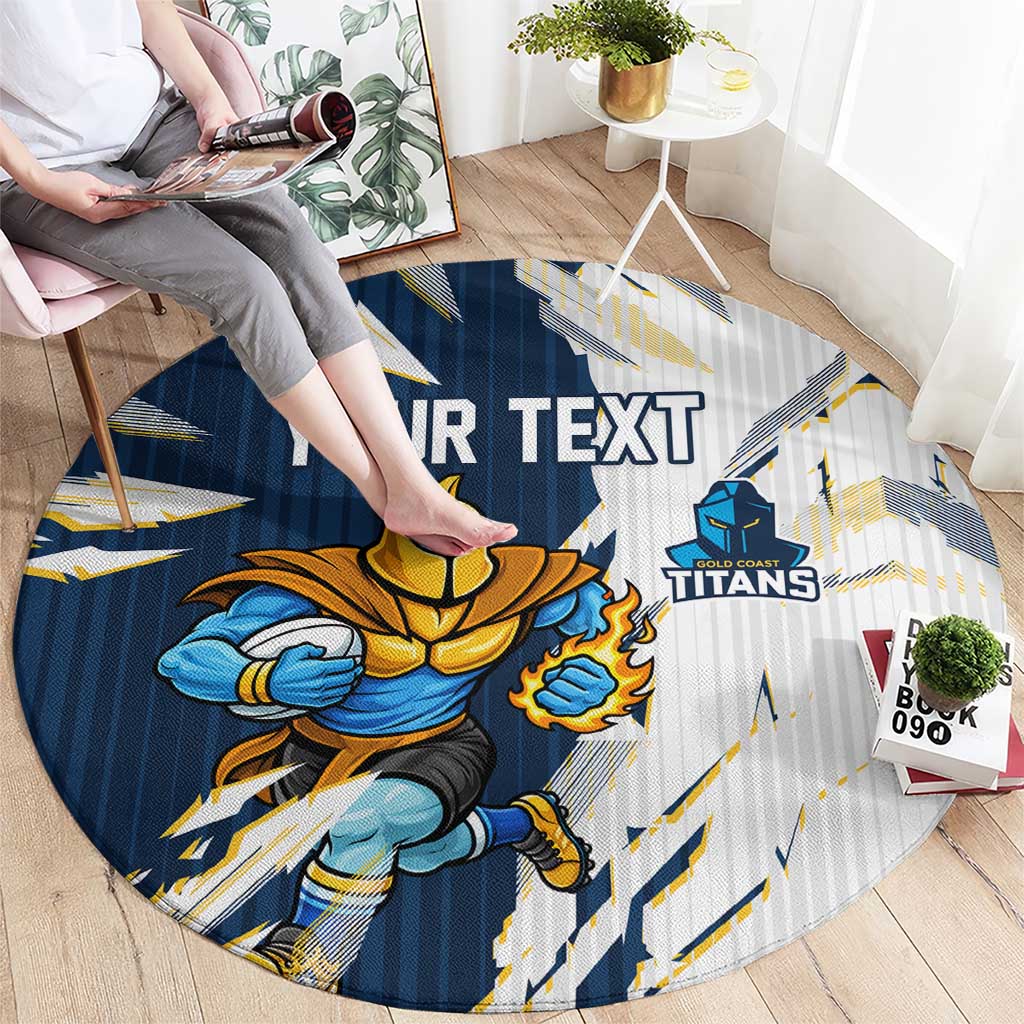 Personalized Gold Coast Titans Round Carpet Dynamic Lightning Mascot Rugby Australia
