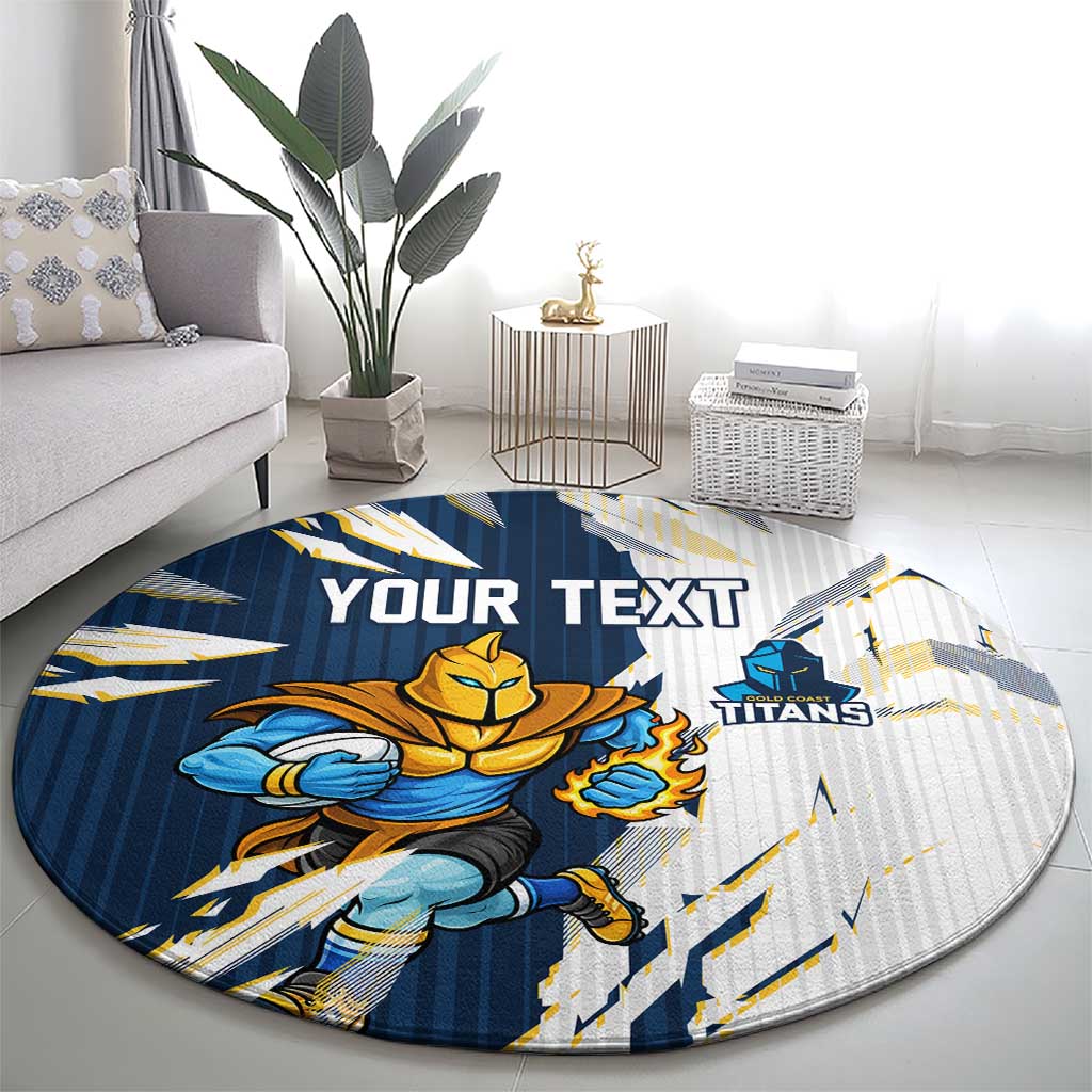 Personalized Gold Coast Titans Round Carpet Dynamic Lightning Mascot Rugby Australia