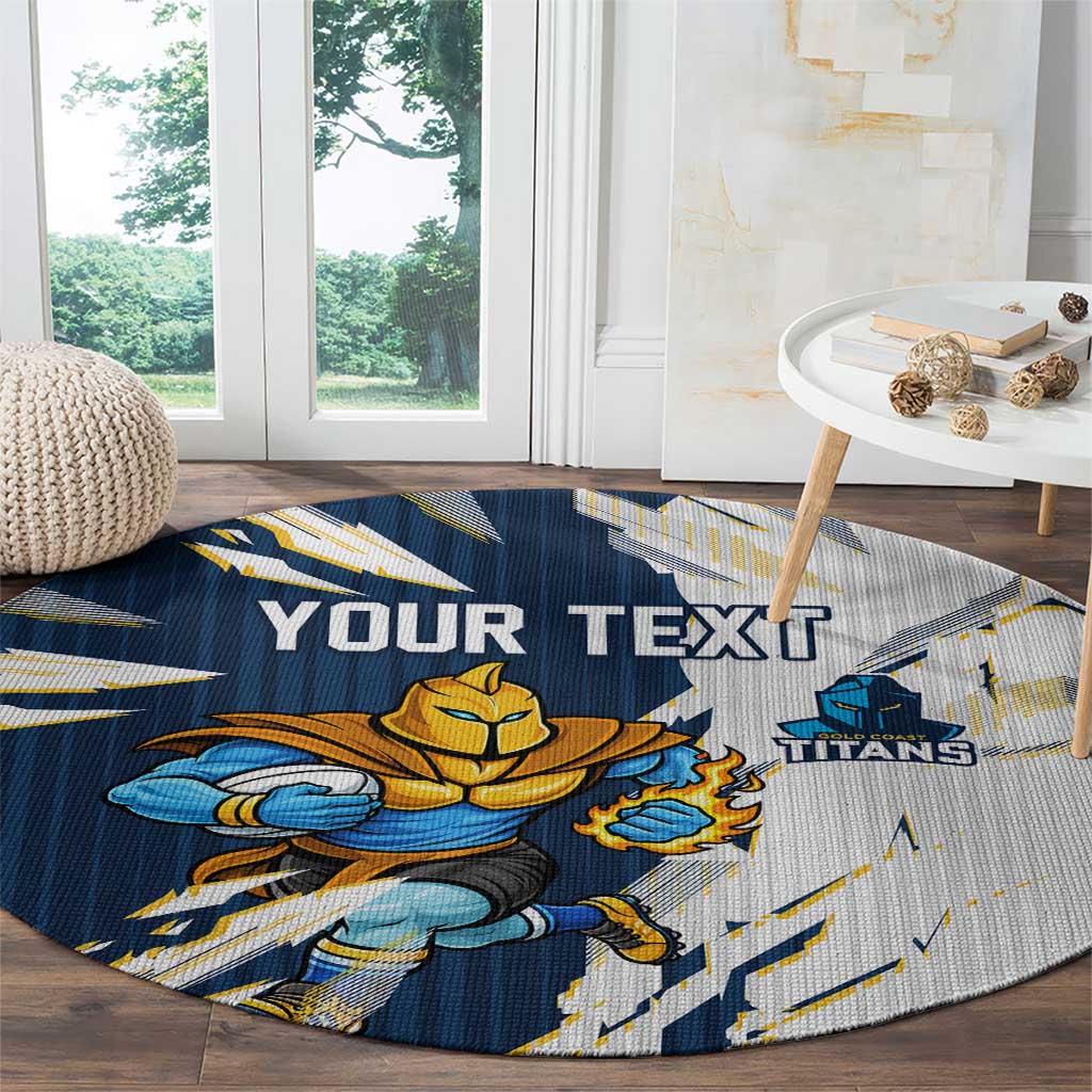 Personalized Gold Coast Titans Round Carpet Dynamic Lightning Mascot Rugby Australia