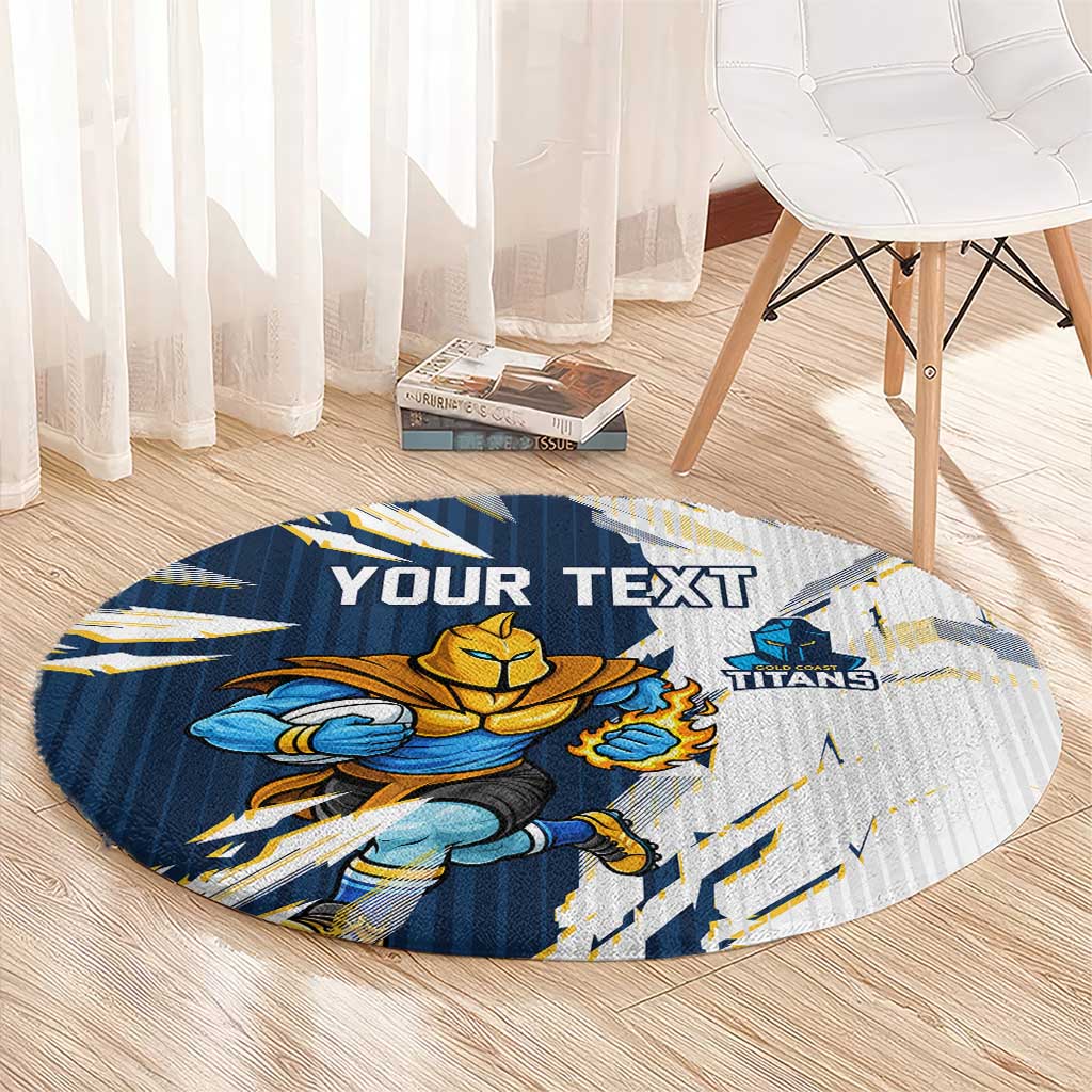 Personalized Gold Coast Titans Round Carpet Dynamic Lightning Mascot Rugby Australia