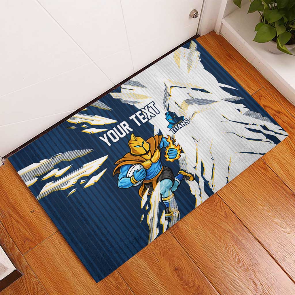 Personalized Gold Coast Titans Rubber Doormat Dynamic Lightning Mascot Rugby Australia