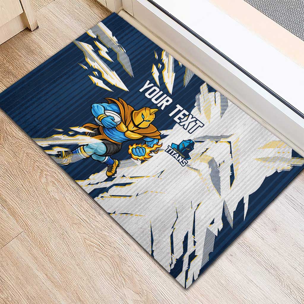 Personalized Gold Coast Titans Rubber Doormat Dynamic Lightning Mascot Rugby Australia