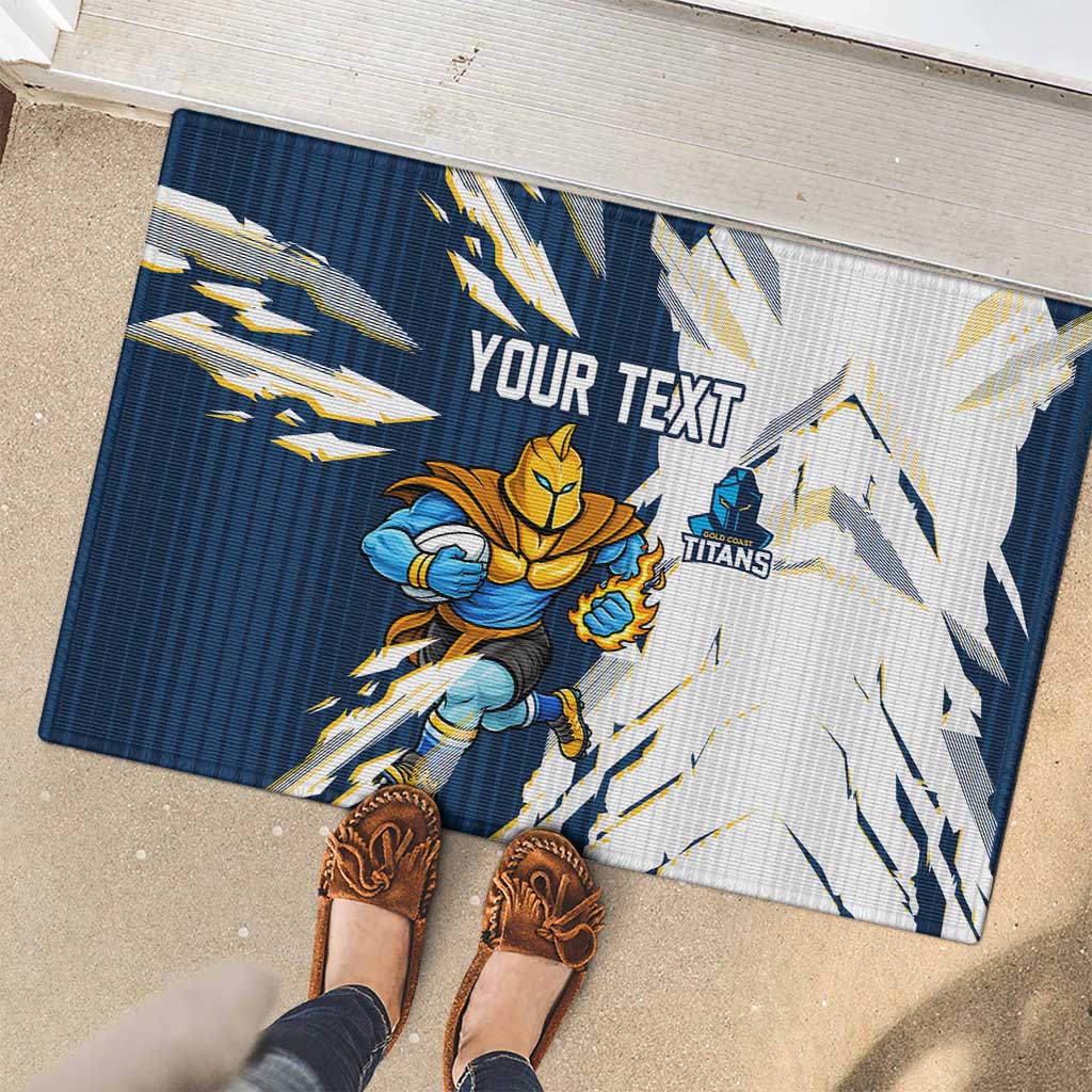 Personalized Gold Coast Titans Rubber Doormat Dynamic Lightning Mascot Rugby Australia