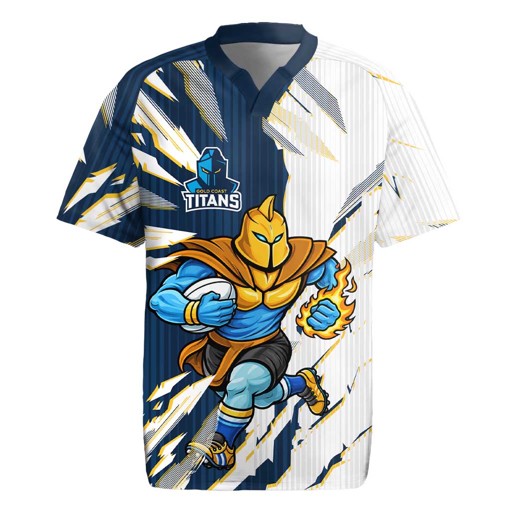 Personalized Gold Coast Titans Rugby Jersey Dynamic Lightning Mascot Rugby Australia