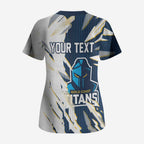 Personalized Gold Coast Titans Scrub Top Dynamic Lightning Mascot Rugby Australia