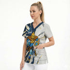 Personalized Gold Coast Titans Scrub Top Dynamic Lightning Mascot Rugby Australia