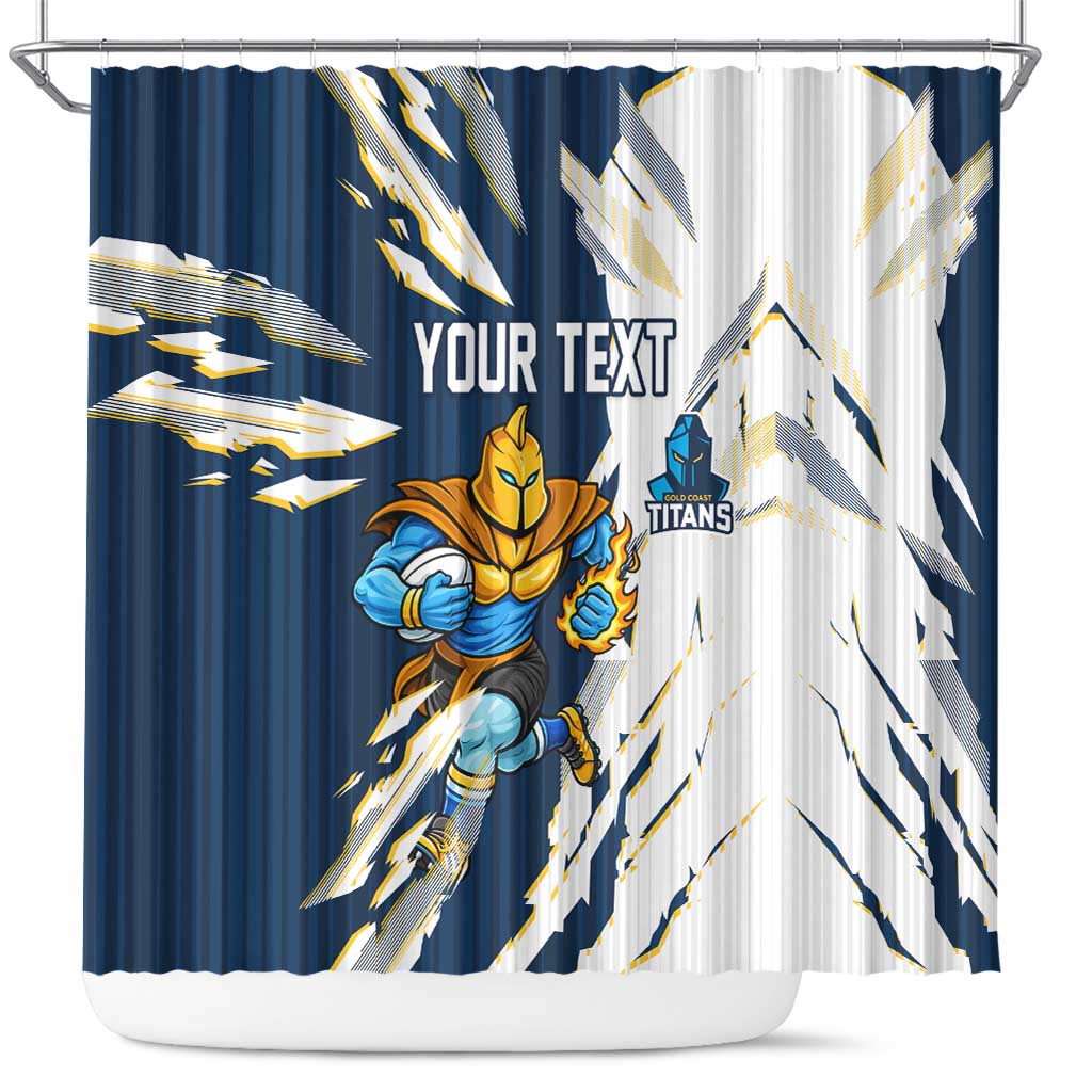 Personalized Gold Coast Titans Shower Curtain Dynamic Lightning Mascot Rugby Australia