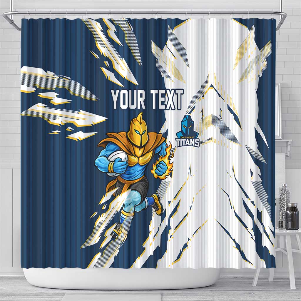 Personalized Gold Coast Titans Shower Curtain Dynamic Lightning Mascot Rugby Australia