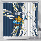Personalized Gold Coast Titans Shower Curtain Dynamic Lightning Mascot Rugby Australia
