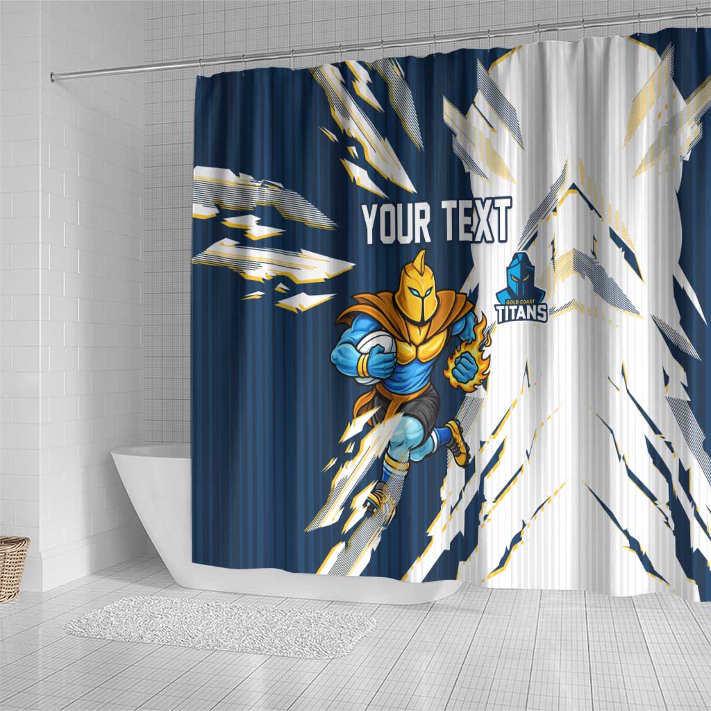 Personalized Gold Coast Titans Shower Curtain Dynamic Lightning Mascot Rugby Australia