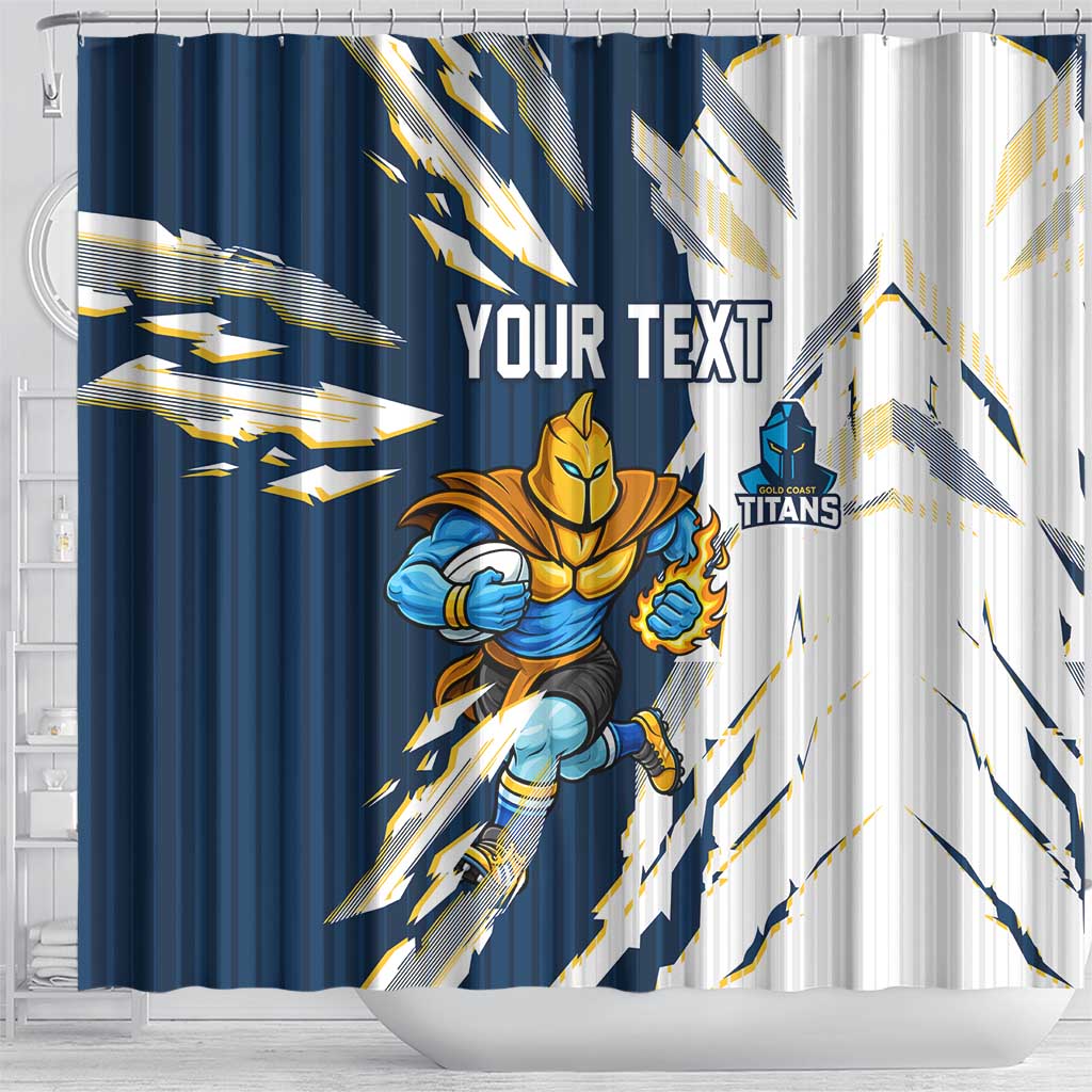Personalized Gold Coast Titans Shower Curtain Dynamic Lightning Mascot Rugby Australia