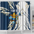 Personalized Gold Coast Titans Shower Curtain Dynamic Lightning Mascot Rugby Australia