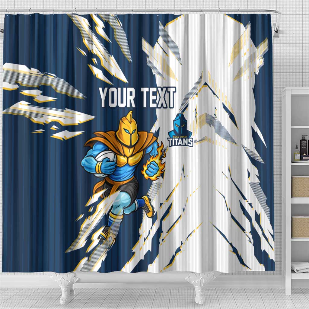 Personalized Gold Coast Titans Shower Curtain Dynamic Lightning Mascot Rugby Australia