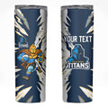 Personalized Gold Coast Titans Skinny Tumbler Dynamic Lightning Mascot Rugby Australia