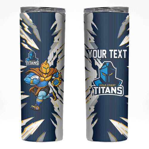 Personalized Gold Coast Titans Skinny Tumbler Dynamic Lightning Mascot Rugby Australia