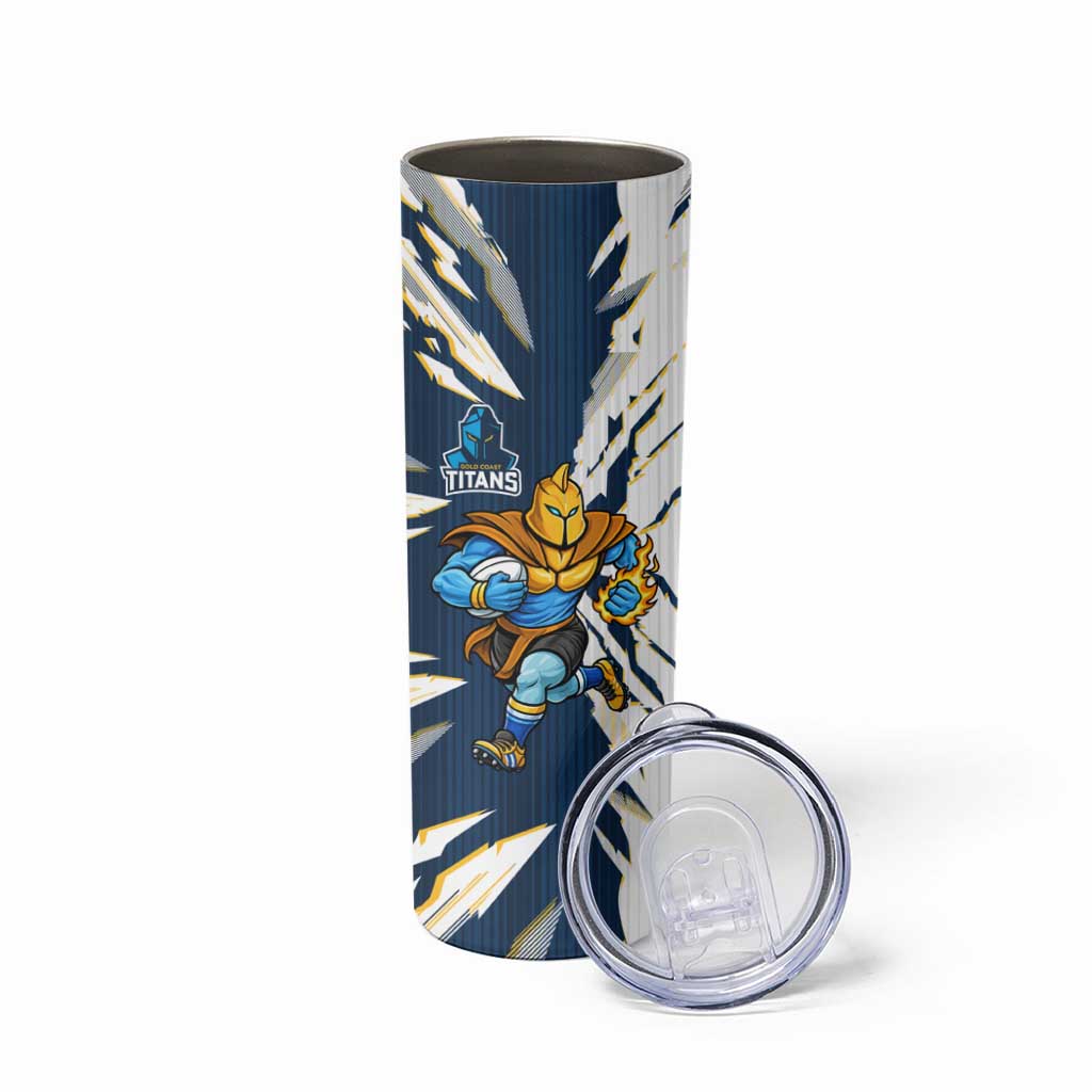 Personalized Gold Coast Titans Skinny Tumbler Dynamic Lightning Mascot Rugby Australia