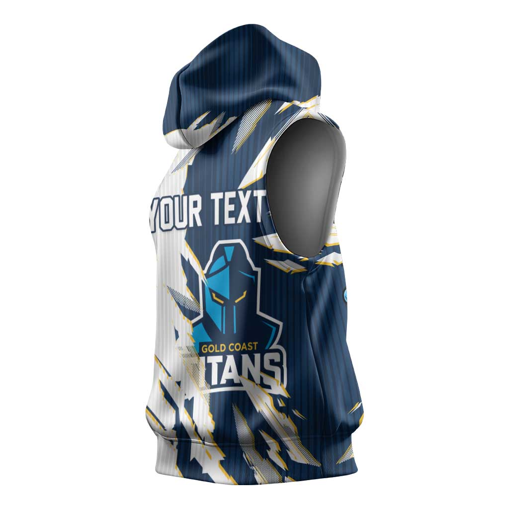 Personalized Gold Coast Titans Sleeveless Hoodie Dynamic Lightning Mascot Rugby Australia