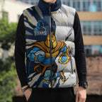 Personalized Gold Coast Titans Sleeveless Puffer Jacket Dynamic Lightning Mascot Rugby Australia
