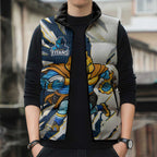 Personalized Gold Coast Titans Sleeveless Puffer Jacket Dynamic Lightning Mascot Rugby Australia