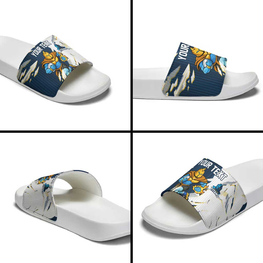 Personalized Gold Coast Titans Slide Sandals Dynamic Lightning Mascot Rugby Australia