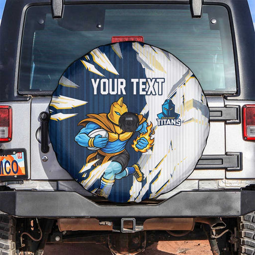 Personalized Gold Coast Titans Spare Tire Cover Dynamic Lightning Mascot Rugby Australia