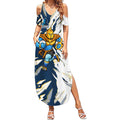 Personalized Gold Coast Titans Summer Maxi Dress Dynamic Lightning Mascot Rugby Australia