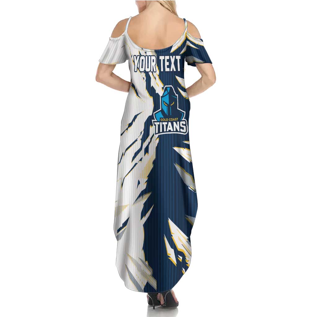 Personalized Gold Coast Titans Summer Maxi Dress Dynamic Lightning Mascot Rugby Australia