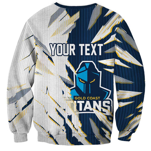 Personalized Gold Coast Titans Sweatshirt Dynamic Lightning Mascot Rugby Australia