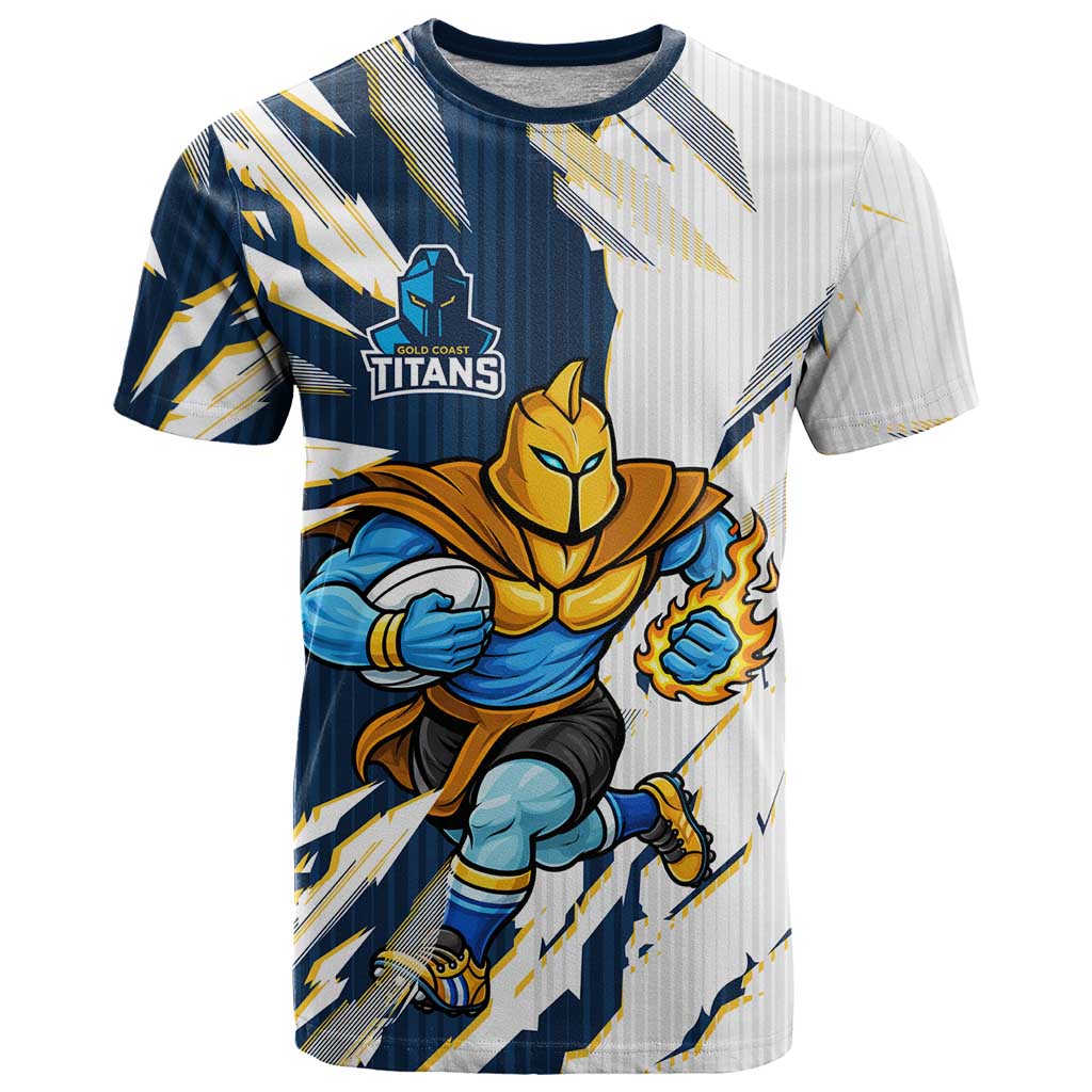 Personalized Gold Coast Titans T Shirt Dynamic Lightning Mascot Rugby Australia