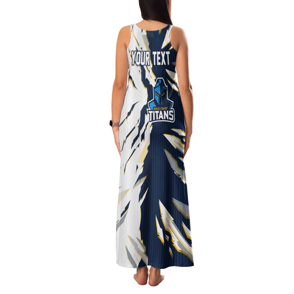 Personalized Gold Coast Titans Tank Maxi Dress Dynamic Lightning Mascot Rugby Australia