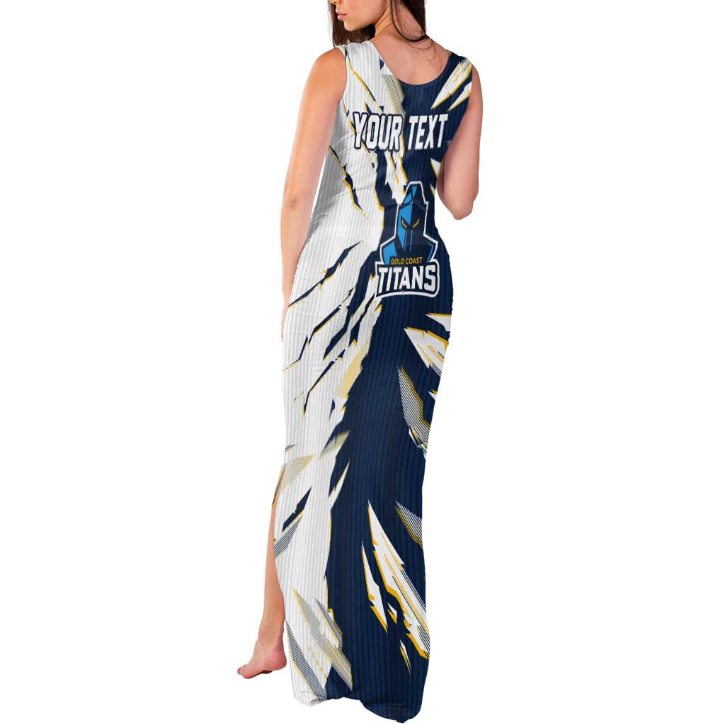 Personalized Gold Coast Titans Tank Maxi Dress Dynamic Lightning Mascot Rugby Australia