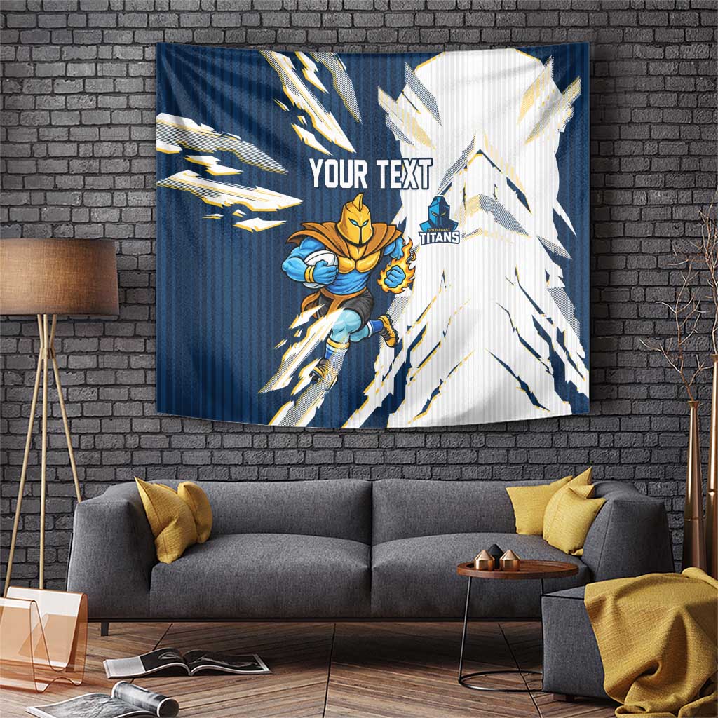 Personalized Gold Coast Titans Tapestry Dynamic Lightning Mascot Rugby Australia