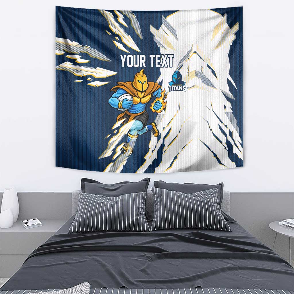 Personalized Gold Coast Titans Tapestry Dynamic Lightning Mascot Rugby Australia