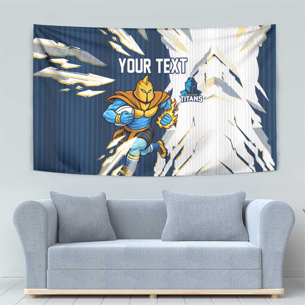 Personalized Gold Coast Titans Tapestry Dynamic Lightning Mascot Rugby Australia