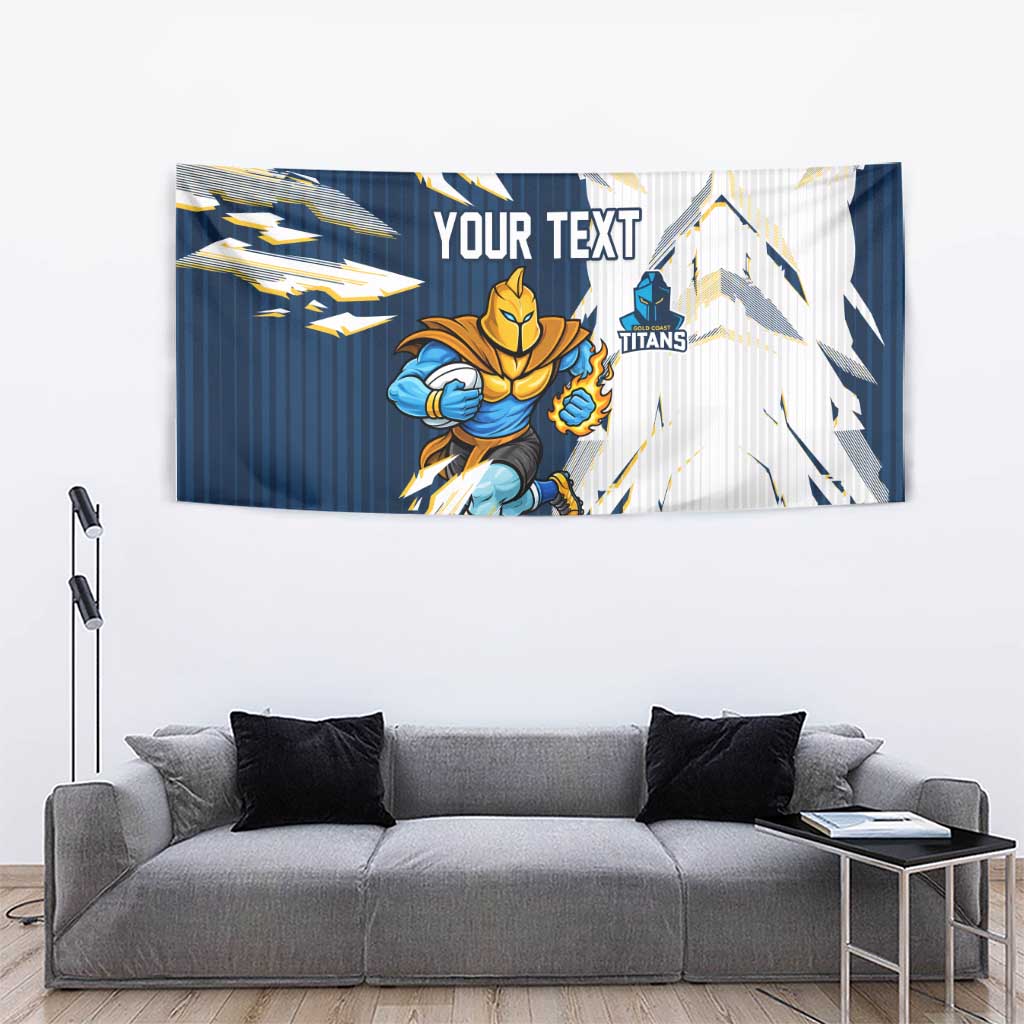 Personalized Gold Coast Titans Tapestry Dynamic Lightning Mascot Rugby Australia