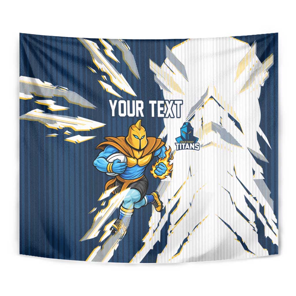 Personalized Gold Coast Titans Tapestry Dynamic Lightning Mascot Rugby Australia