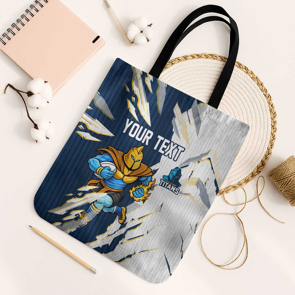 Personalized Gold Coast Titans Tote Bag Dynamic Lightning Mascot Rugby Australia
