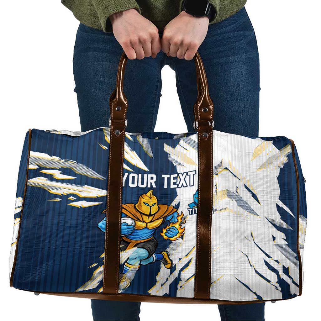 Personalized Gold Coast Titans Travel Bag Dynamic Lightning Mascot Rugby Australia