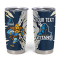 Personalized Gold Coast Titans Tumbler Cup Dynamic Lightning Mascot Rugby Australia