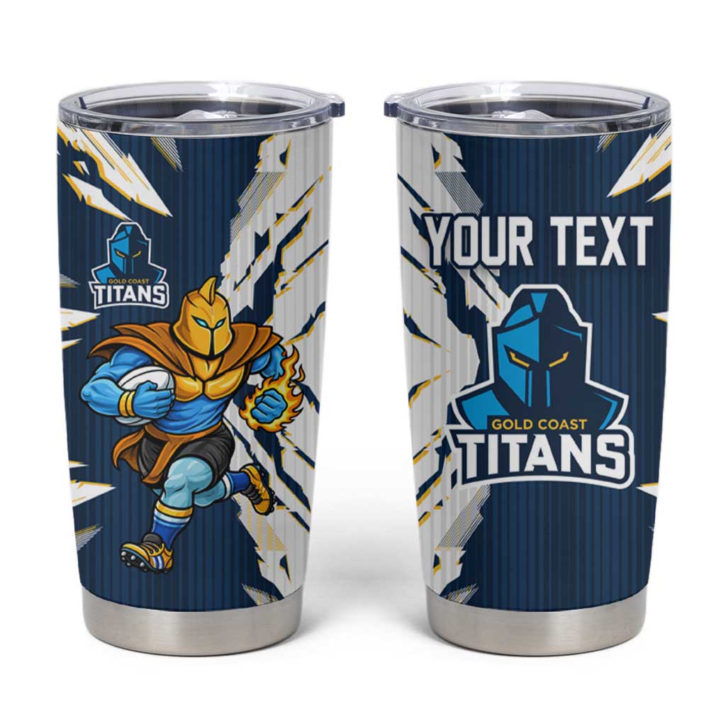 Personalized Gold Coast Titans Tumbler Cup Dynamic Lightning Mascot Rugby Australia