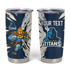 Personalized Gold Coast Titans Tumbler Cup Dynamic Lightning Mascot Rugby Australia
