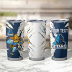 Personalized Gold Coast Titans Tumbler Cup Dynamic Lightning Mascot Rugby Australia