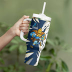 Personalized Gold Coast Titans Tumbler With Handle Dynamic Lightning Mascot Rugby Australia