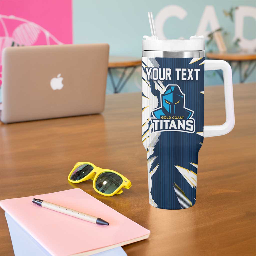Personalized Gold Coast Titans Tumbler With Handle Dynamic Lightning Mascot Rugby Australia