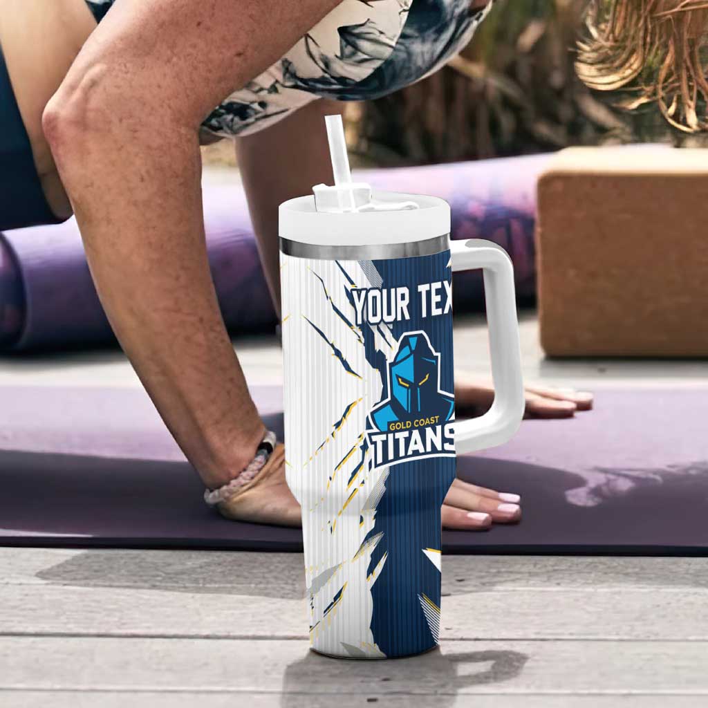 Personalized Gold Coast Titans Tumbler With Handle Dynamic Lightning Mascot Rugby Australia