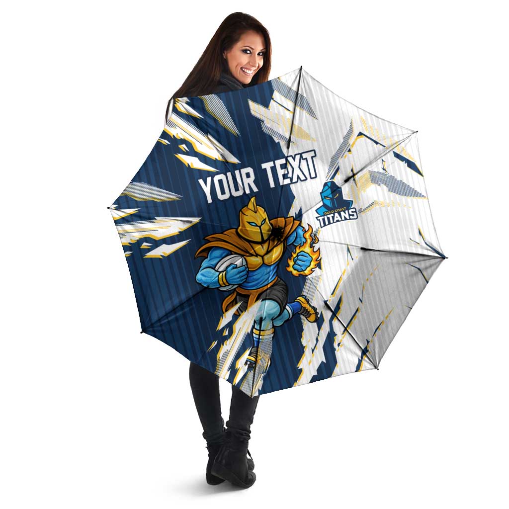 Personalized Gold Coast Titans Umbrella Dynamic Lightning Mascot Rugby Australia